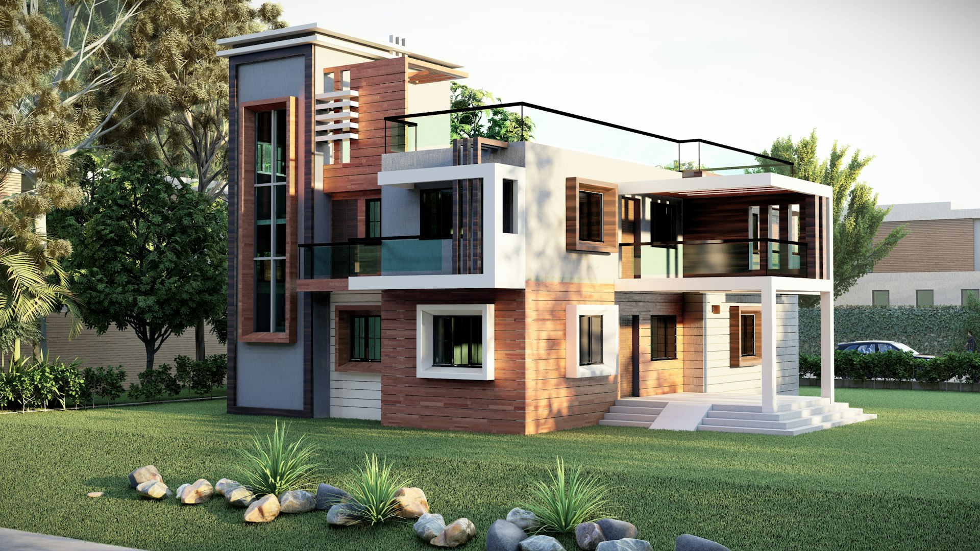 brown and white concrete house